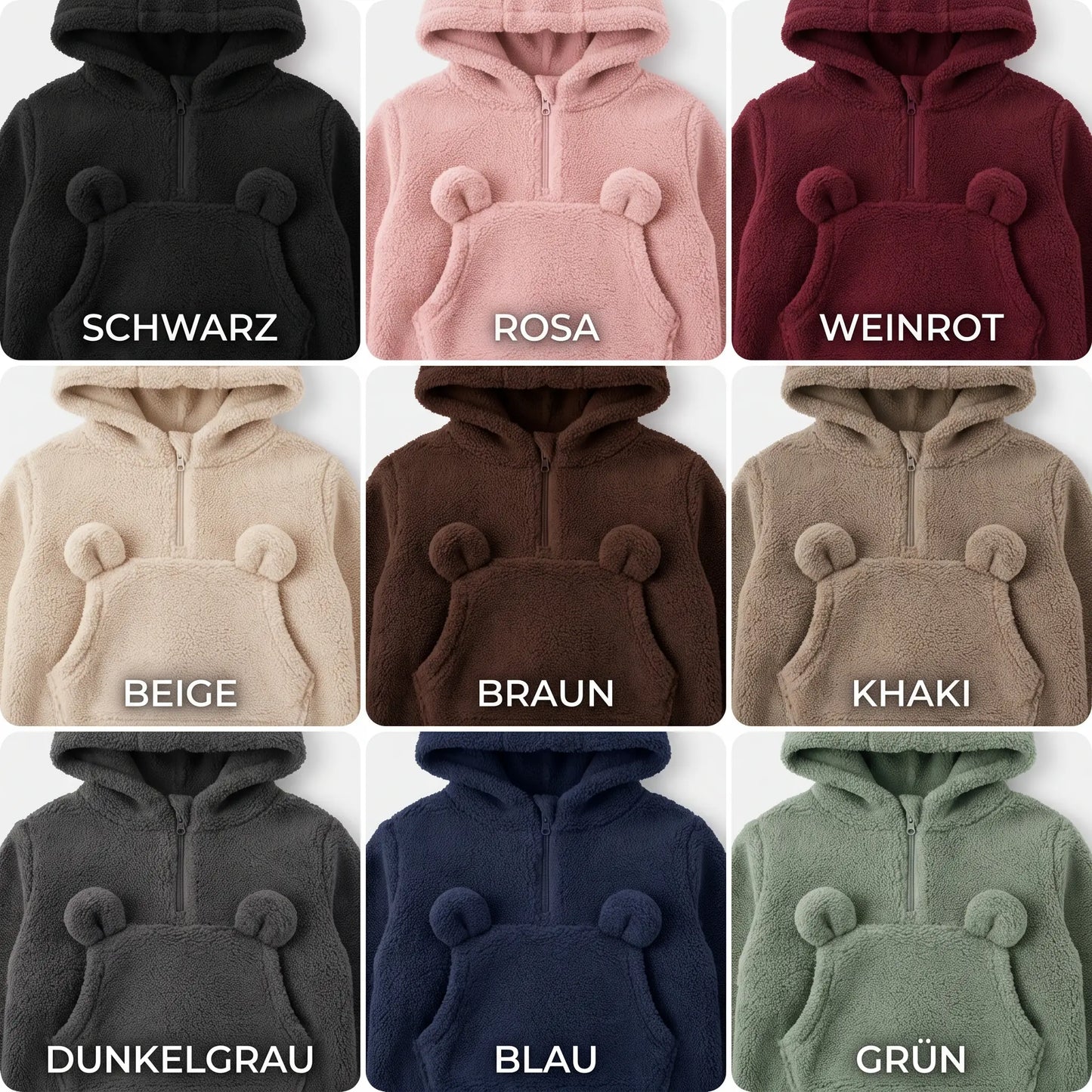 3-in-1 Babytrage-Hoodie mit Bärenohren